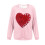 Felpa da donna a coste con scollo rotondo e cuore per San Valentino, lunga 4