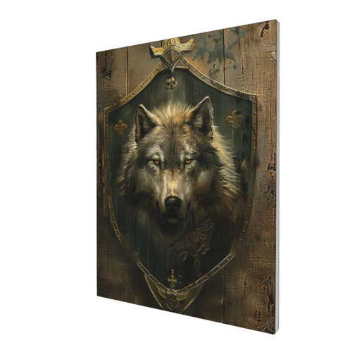 Quadro decorativo de parede com cabeça de lobo, 30x40cm (12x16 polegadas) – Ideal para quarto, estúdio e espaço masculino – Compatível com 2