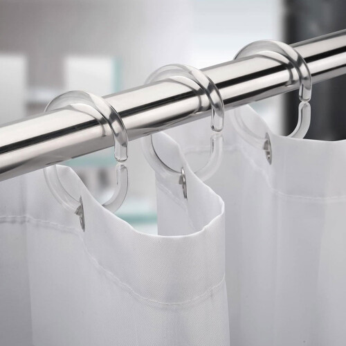 48pcs Transparent Plastic Curtain Hooks for Bathroom Use Strong and PP Material 2