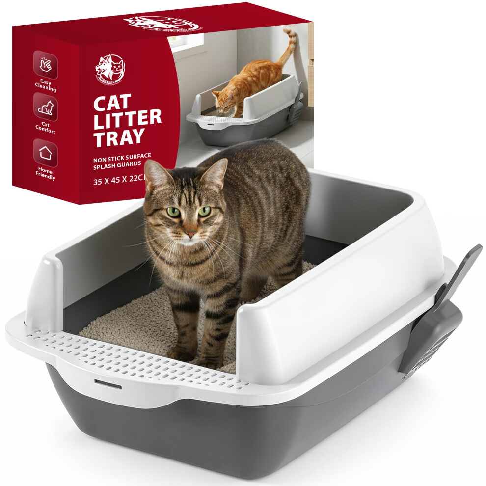 Rex & Roxy Cat Litter Tray | Litter Tray With Scoop | Cat Littering Box | Kitten Littering Trays With Open Top | Large Trays With Detachable