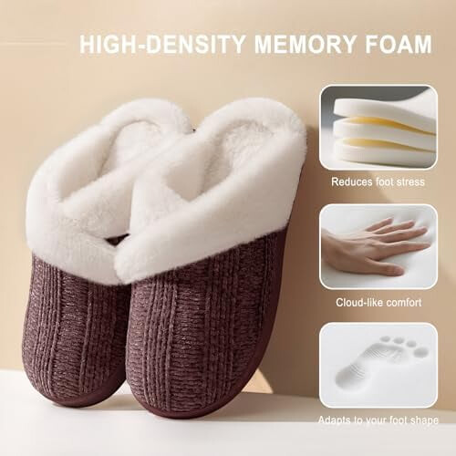 Γυναικείες παντόφλες Fuzzy, με επένδυση fleece, αφρό μνήμης, αντιολισθητική σόλα από 2