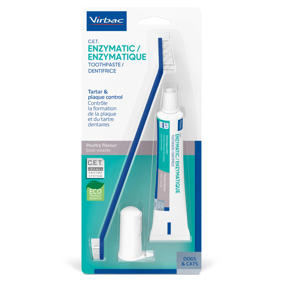 Virbac Cet Oral Hygiene Kit - Toothbrush & Toothpaste Kit For Dogs &