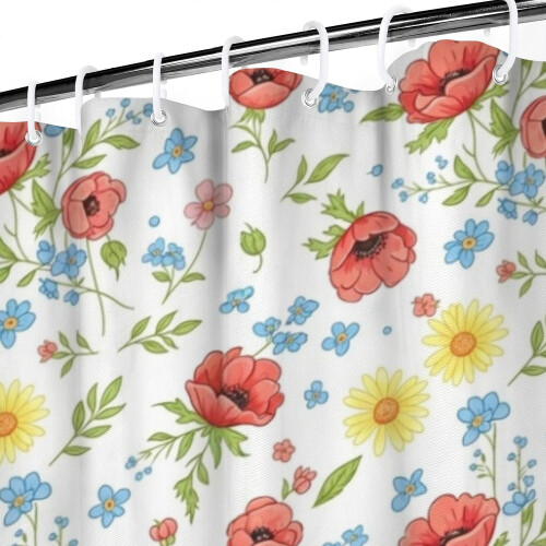 Cortina de chuveiro com estampa floral, 84x72 polegadas, com 12 ganchos. 2