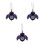 3Pièces De Violet Quartz Pendentif 5
