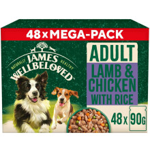 James Wellbeloved Adult Dog Food with Lamb in Gravy Pouch 48 x 90 g