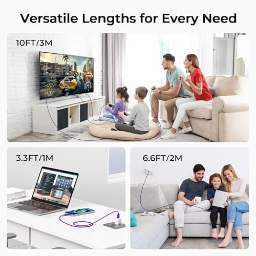 Καλώδιο φορτιστή USB-C 10FT2-Pack, νάιλον καλώδιο συμβατό με iPhone17/16Pro+, Samsung Galaxy Z Flip/Note/S/A 1