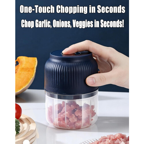 Ηλεκτρικός μίνι κόφτης τροφίμων για σκόρδο και κρεμμύδια με μπολ 350ml, φορητός 1
