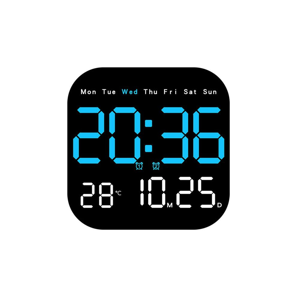 Digital Wall Clocks Temperature Date Week Dispaly Electronic Table Clock 12/24H Wall-Mounted Led Alarm Clock Remote,B 4712189224073