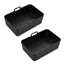 2PCS Air Fryer Silicone Liners for Ninjia DZ071 DZ550 Dual Air Fryer Reusable Non-Stick Air Fryer Basket Accessories