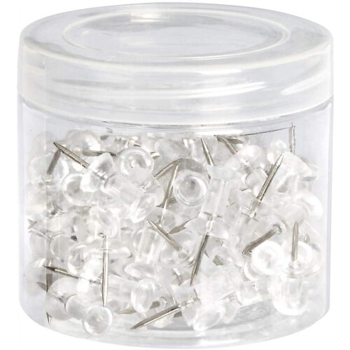 Push Pins Tacks, Clear Plastic Head, Steel Point, 100-Pack 1