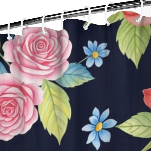 Cortina de chuveiro floral Pioneer Flower 72x84 polegadas com 12 2