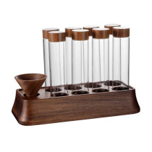 1Pcs Coffee Bean Glass Tube with Wood Tool Bottled Tubes Grain Storage Wooden Sealed Airtight Canisters B