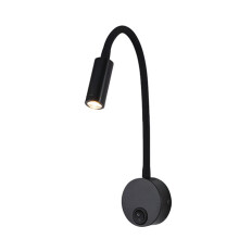 LED 3W Warm White 3000K Gooseneck Wall Lamp AC85-265V Wiring Type Bedside Lamp with Rotating Adjustable Spotlight A