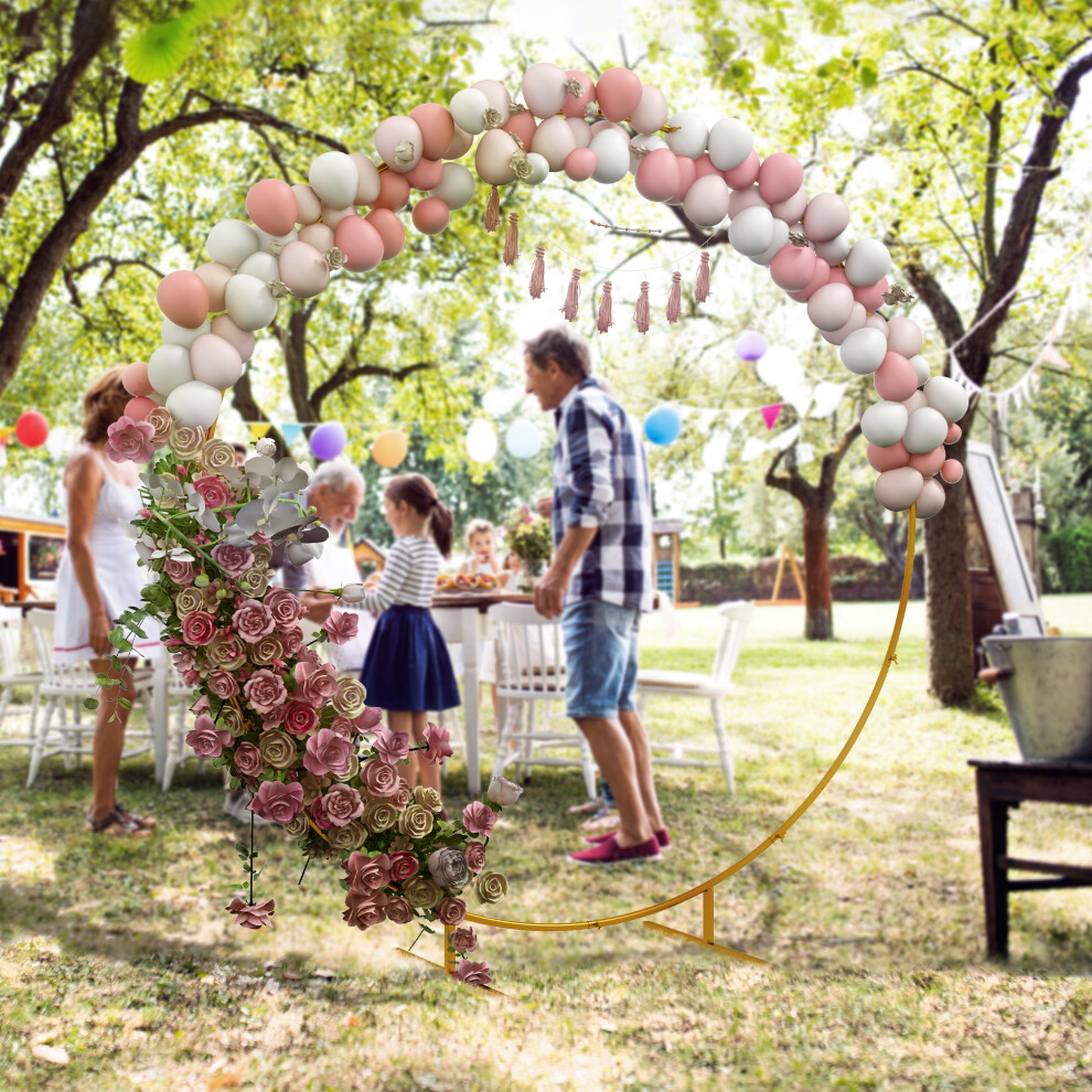 Outsunny 222Cm Tone Wedding Arch Round Backdrop Stand For Birthday Party Gold