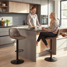 (Brown) HOMCOM Bar Stools Set of 2, Modern Swivel Barstools for Dining Room