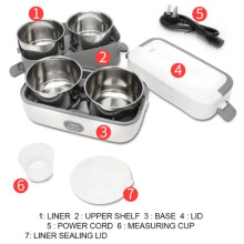 Multifunctional Electric Lunch Box Food Heater, Portable 2-Layer Leakproof Food Warmer for Car, Home Use EU Plug