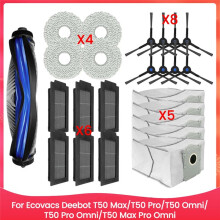 For Deebot T50 Max/T50 Pro/T50 Omni/T50 Pro Omni/T50 Max Pro Omni Spare Parts Brush Filter Dust Bag Mop Cloth