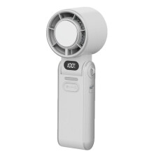 Ventilateur Turbo Portable 3600 MAh, 100 Vitesses de Vent, Réglable, Pliable, avec Cordon, Blanc
