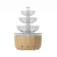 Difusor de Aromas de Madeira para Fonte, Umidificador de Óleos Essenciais para Aromaterapia com Luz Noturna LED Colorida para Decoração de Casa