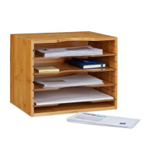 Organizador de bambu para mesa, sistema de armazenamento, organização de documentos, suporte para escritório