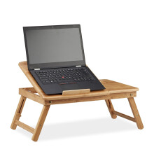 Suporte de bambu para laptop com altura ajustável