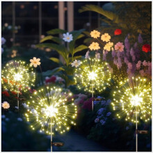 4 Unidades de Luz Solar de Fada para Fogos de Artifício LED para Decoração de Jardim Ao Ar Livre Luz para Caminho de Gramado para Pátio Quintal