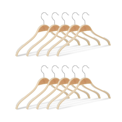 Juego de 10 perchas de madera para ropa