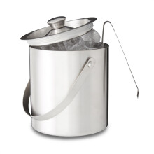 Balde de gelo de 2 litros com fechamento, tampa e pinça, recipiente para cubos de gelo e refrigerador de vinho