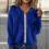 Offene Damenjacke, lässiger Winterpullover mit langen Ärmeln, Reißverschluss, weiche Basic-Jacke, dunkelblau 2