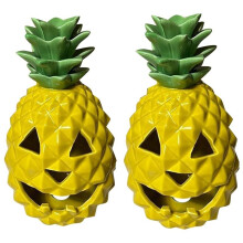 Halloween Pineapple Pumpkin Light Yellow Resin Pineapple Lantern for Bedroom Living Room Courtyard Party Decoration