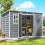 Outsunny Outsunny 10 x 6 ft Plastic Garden Shed with Floor, Lockable Doors, Grey 1