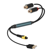 Digital Fiber to RCA-Female Cable with USB Power Cable for TV, Set-Top Box, DVD Blu-Ray and Other Equipment