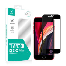 Protecteur d'écran en verre trempé 3D avec filet anti-poussière pour iPhone SE 2020