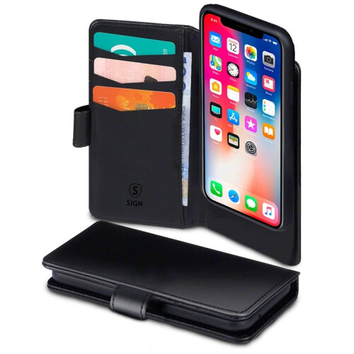 Etui-portfel 2 w 1 do iPhone'a X/XS - Czarne