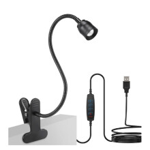 Lampes de Lecture LED USB à Trois Couleurs avec Variateur D'Intensité et Pince pour Livre, Lampe de Lecture Flexible à Col de Cygne, Veilleuse pour