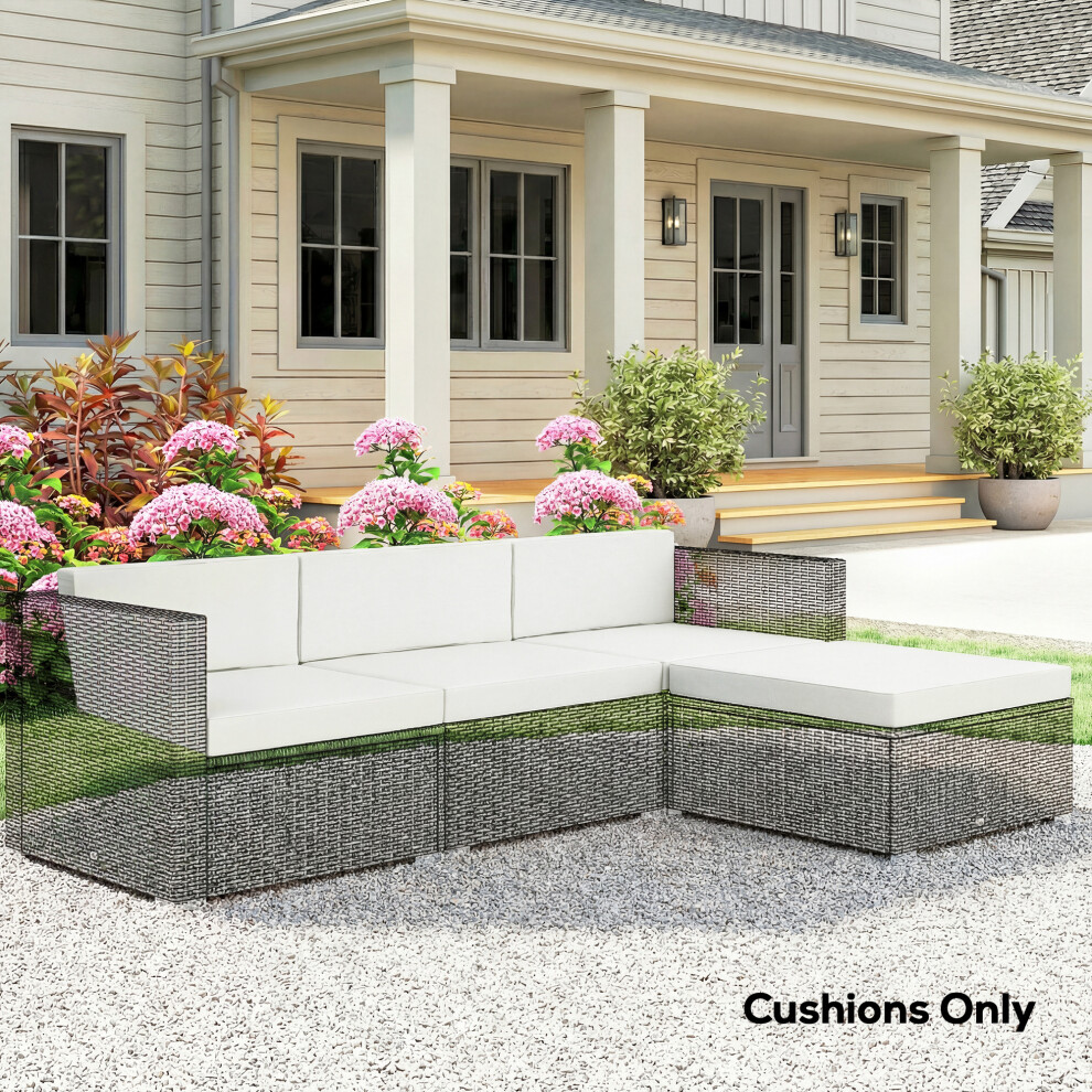 Outsunny 7-Piece Patio Furniture Cushions Water-Repellent 60X60cm, Cream