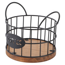 Coffee Pod Holder K Cup Holder Organizer Kcup Storage Basket with Wooden Base for Kitchen Counter and Office Desktop