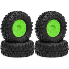 4pcs 57mm 1.0 Inch Beadlock Wheel Tire Set for TRX4M SCX24 AX24 FCX24 FCX24M 1/18 1/24 RC Crawler Car Green