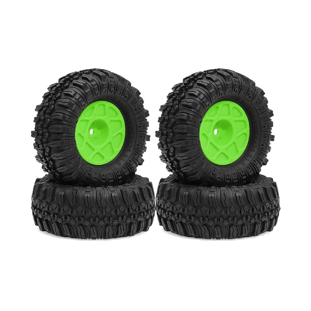 4Pcs 57Mm 1.0 Inch Beadlock Wheel Tire Set For Trx4m Scx24 Ax24 Fcx24 Fcx24m 1/18 1/24 Rc Crawler Car Green 6031540472259