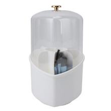 8PCS Makeup Brush Set with Rotating Organizer, White, 24.5x12.5cm
