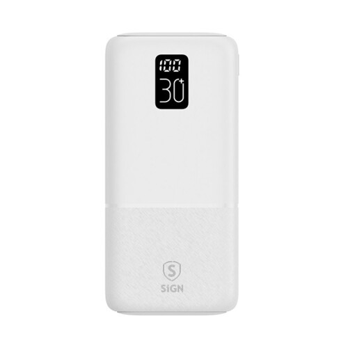 Powerbank 30.000 mAh USB-C e USB-A - Bianco