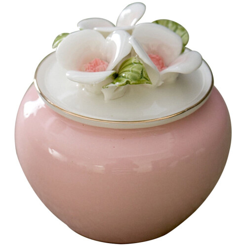 Rosa Keramik-Teedose, 11 cm, luftdicht 2