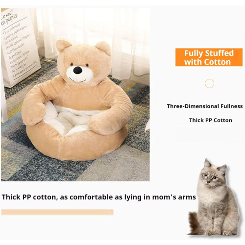 Teddy Bear Dog Bed Brown Medium with Removable Cover 1