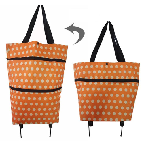 1Pcs Trolley Bags with Wheels for Travel and Shopping Trips Orange Dot Rectangular Shape 1