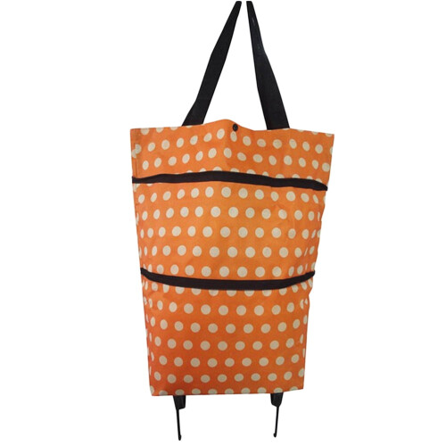 1Pcs Trolley Bags with Wheels for Travel and Shopping Trips Orange Dot Rectangular Shape 2