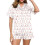 Damen-Pyjama-Set mit Liebesmuster, 2-teilig, weiches Kurzarm-Oberteil 5
