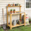 Outsunny Outdoor Garden Wooden Potting Bench Table with Aluminium Worktop, 2 Shelves 1