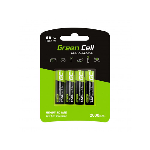 Pilhas AA recarregáveis Green Cell 2000mAh, 1,2V, pacote com 4
