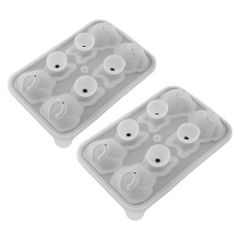 Stampe in silicone a forma di gatto per ghiaccio, 2 pezzi, 4 cubetti, grigio