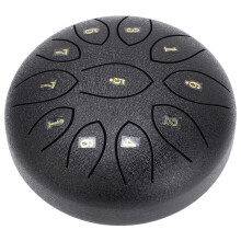 Tongue Drum en acier de 6 pouces, 11 tonalités, percussion de pluie pour chakra en extérieur, noir